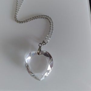 Shimmering glass heart pendant with 18" chain